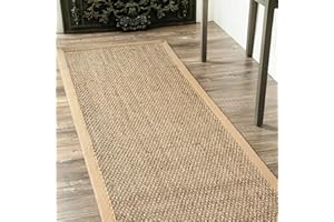 nuLOOM 2x6 Elijah Seagrass Area Rug, Beige, Solid Farmhouse Style, Cotton Bordered, Basketweave, Natural Fiber, For Bedroom, Dining Room, Living Room, Hallway, Office, Kitchen, Entryway