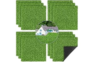 Aodaer 12 Pack Artificial Grass Mat 12 x 12 Inch Fake Grass Square Mat Synthetic Turf Patch Tiles with Drainage Hole Grass Rug for DIY Grass Decoration Balcony Patio Chicken Nesting, Grass Green