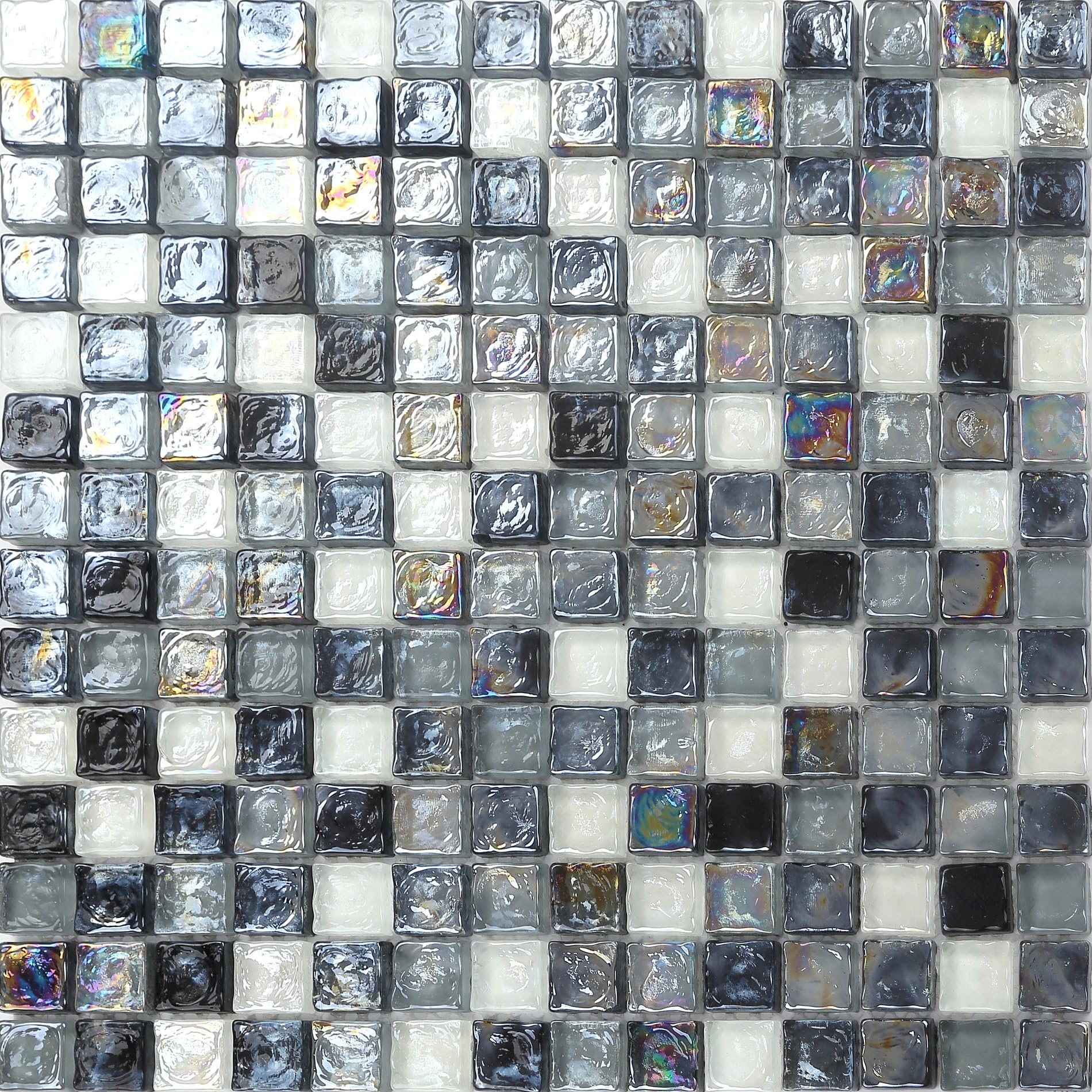 Black & Grey Shades Hammered Swirl Glass Mosaic Wall Tiles Sheet (MT0051) (1 Sheet)