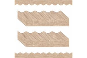 60 Feet Bulletin Board Border, 49 Sheets Burlap Scalloped Border Trim Board Border with Wavy Line Design Decoration for Schoo