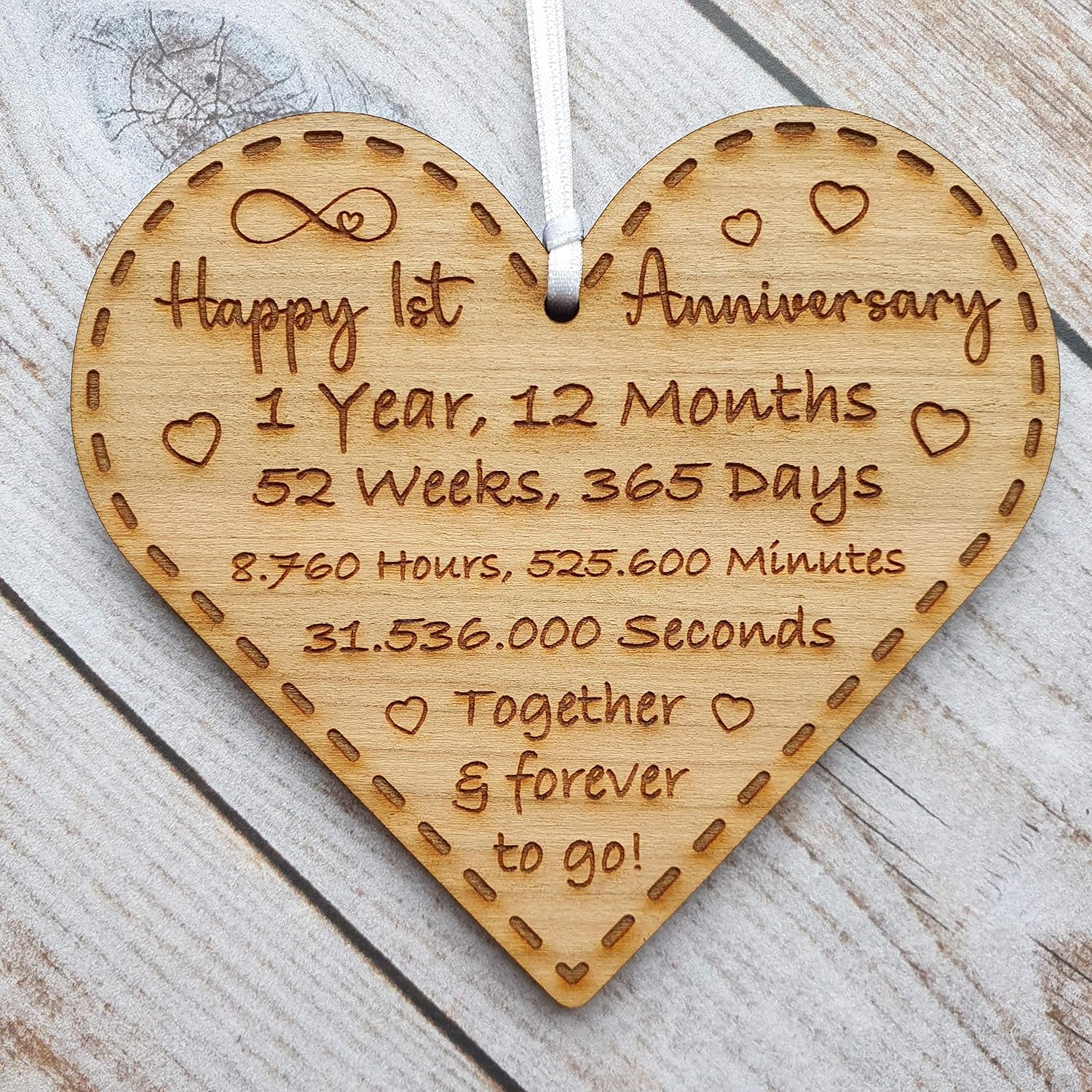 Cherry 1st Wedding Anniversary Gift Heart for Husband Wife Hanging