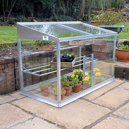 Palram 4 x 2ft Lean to Mini Greenhouse and Base Silver Amazon.co.uk