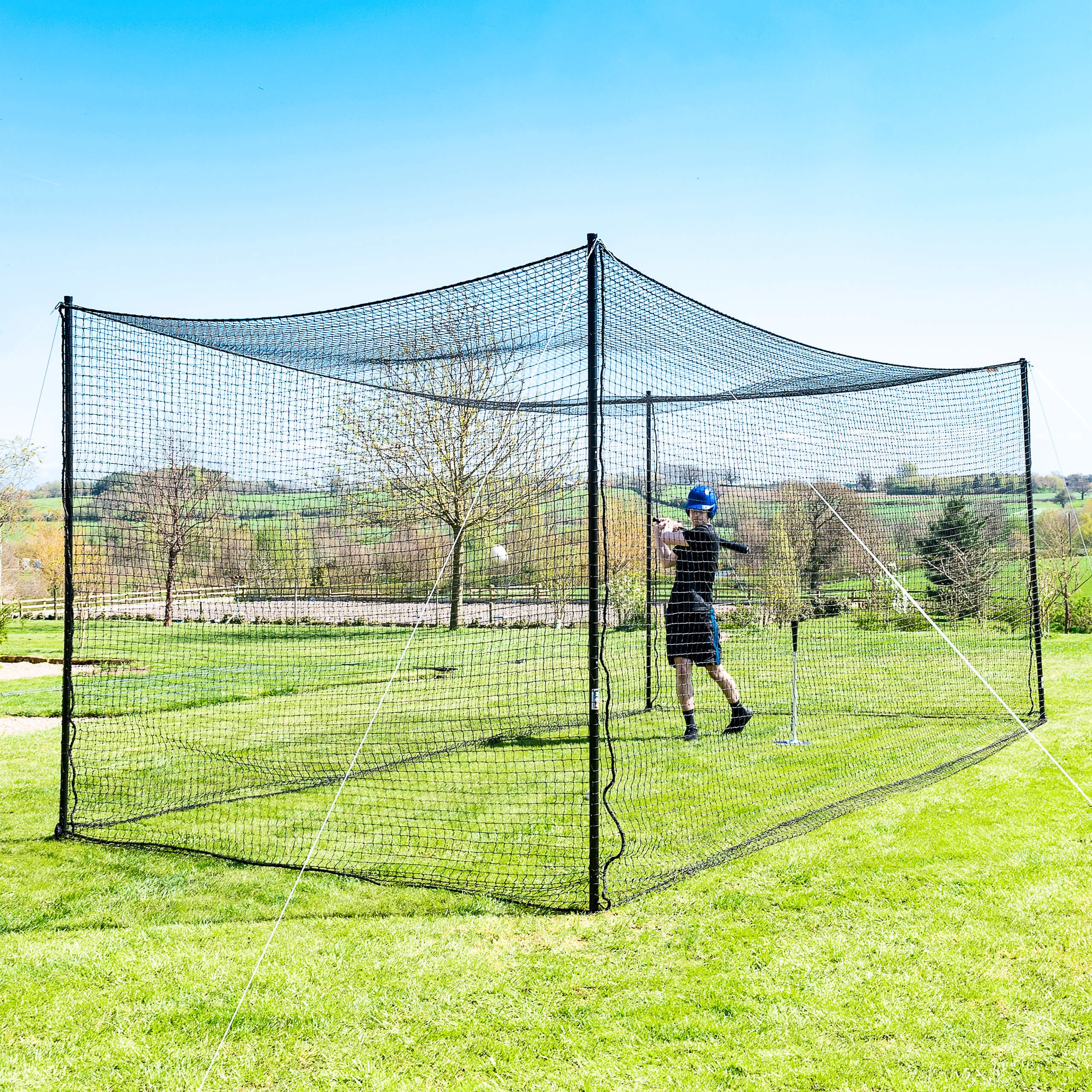 Fortress Ultimate Baseball Batting Cage [20’, 35’, 55’, 70’] 42 Grade Net with Steel Poles
