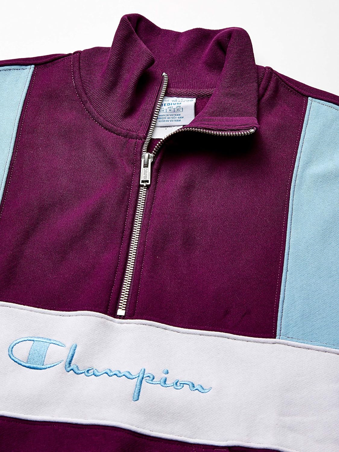 Champion LIFE Men's Reverse Weave Colorblock 1/2 Zip Mock Neck: Clothing