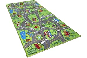 AMY & DELLE Kids Rugs Carpet Giant Large 80" x 40" Playmat City Life - Learn & Have Fun Safe! Children's Educational, Road Traffic System, Multi Color, Play Mat Rug Great for Playing Cars, Bedroom Playroom, Area