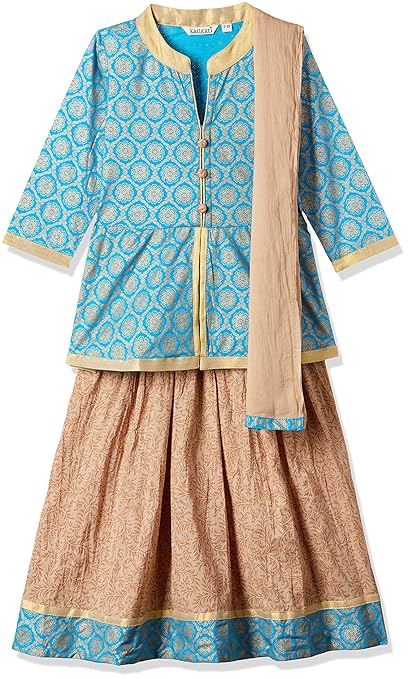 Girls' A-line Regular Fit Cotton Salwar Suit Set