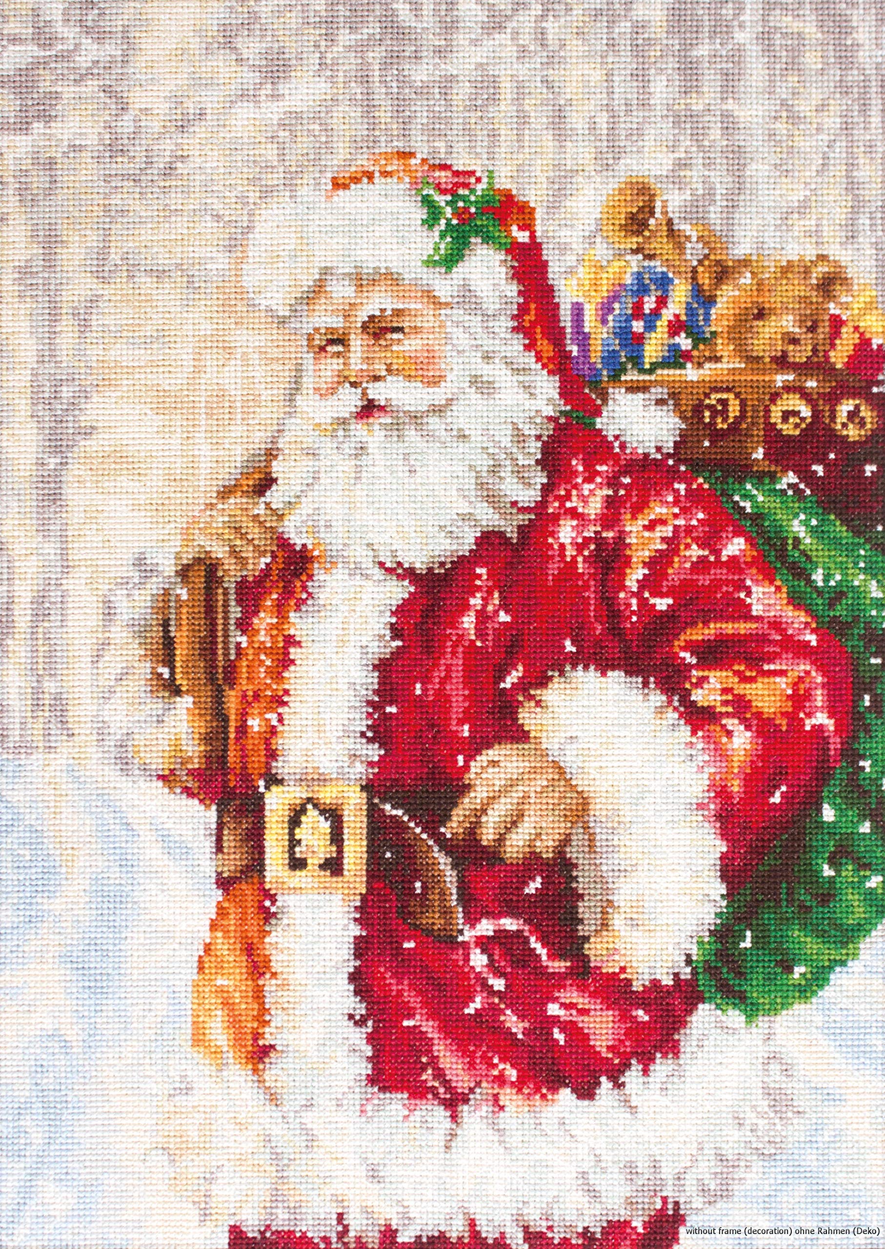 Luca-S B575 Santa Claus Cross Stitch Kit, Cotton, Multi-Colour, 21 x 30 cm
