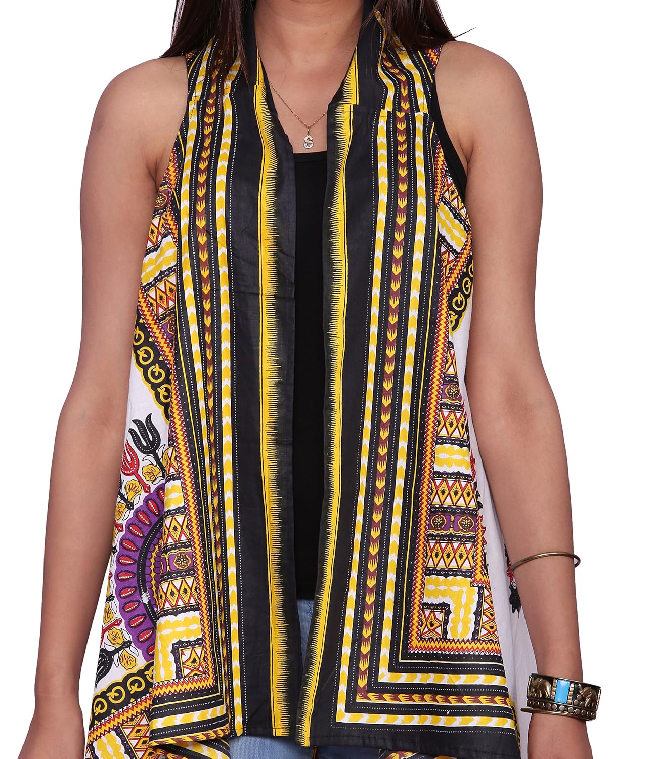 handicraft-palace women's cotton dashiki floral printed cardigan kimono(white, xl)