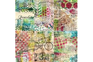 USNYABNI Mixed Media Rice Paper, 8 x 10.5 inch - 6 x Different Printed Mulberry Paper Images 30gsm Visible Fibres for Decoupage Crafts Mixed Media Collage Art