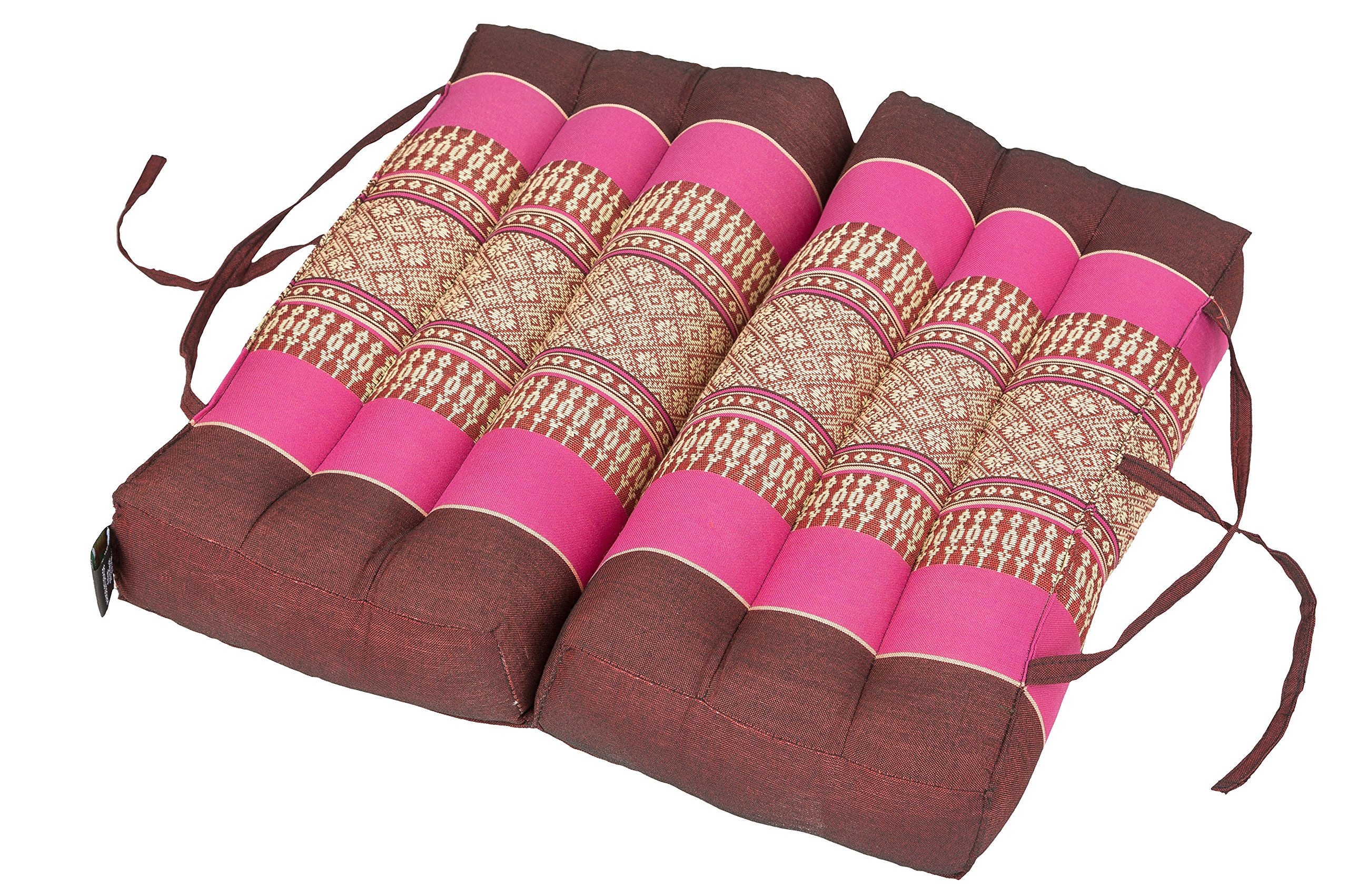 Foldable Meditation Cushion and Seat 40 x 40 cm, filling 100% Kapok (Burgundy&Copper), firm