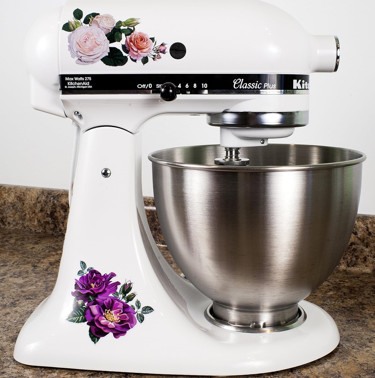 Delicate Garden Rose Full Color Kit Mixer Machine Art Wrap
