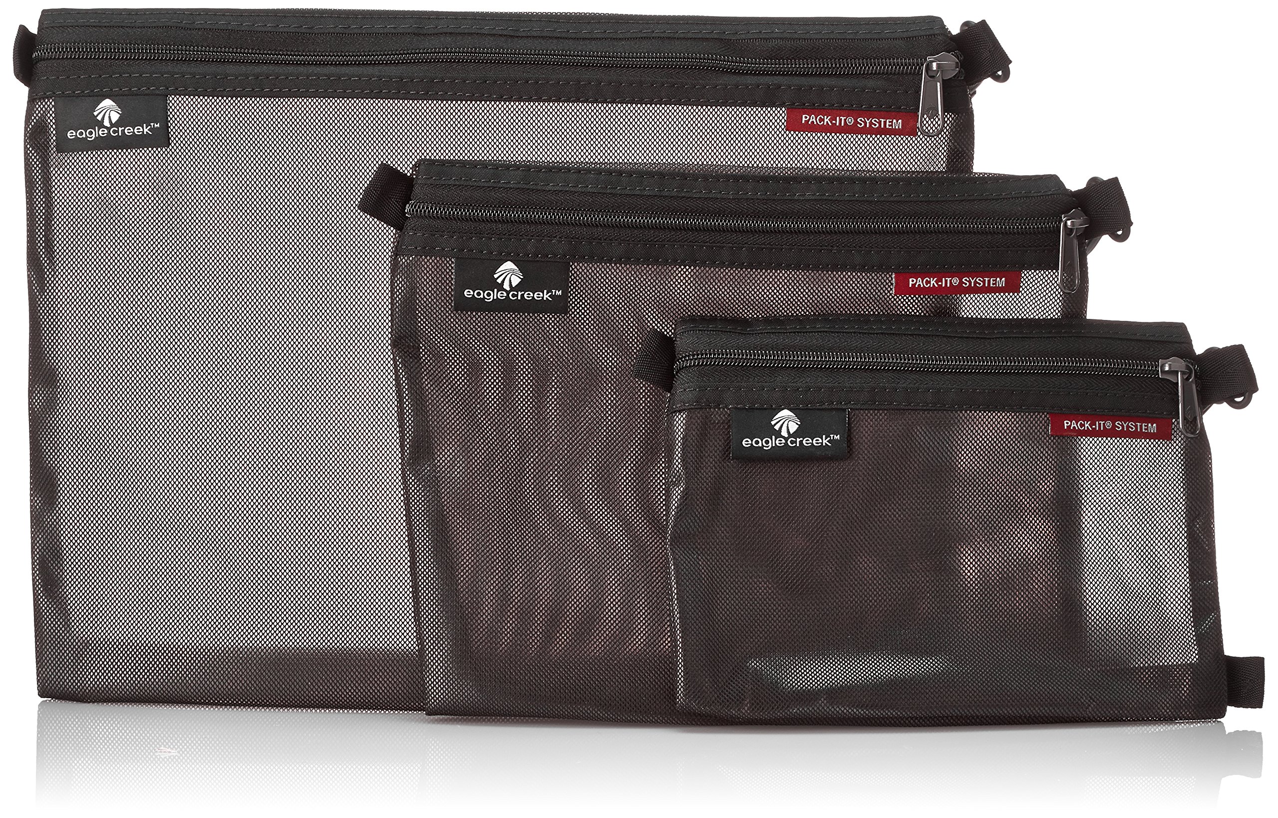 Eagle Creek Pack-It Original Suitcase Organizer Bags Set (3pcs) Made from Durable Water-Repellent Ripstop Fabric for Dry, Secure, Slim Packing, Black