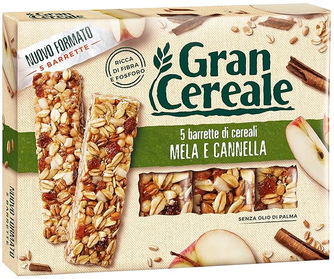 title=Mulino Bianco Snack Barrette 4 Cereali Mela e Cannella per Colazione e Snack