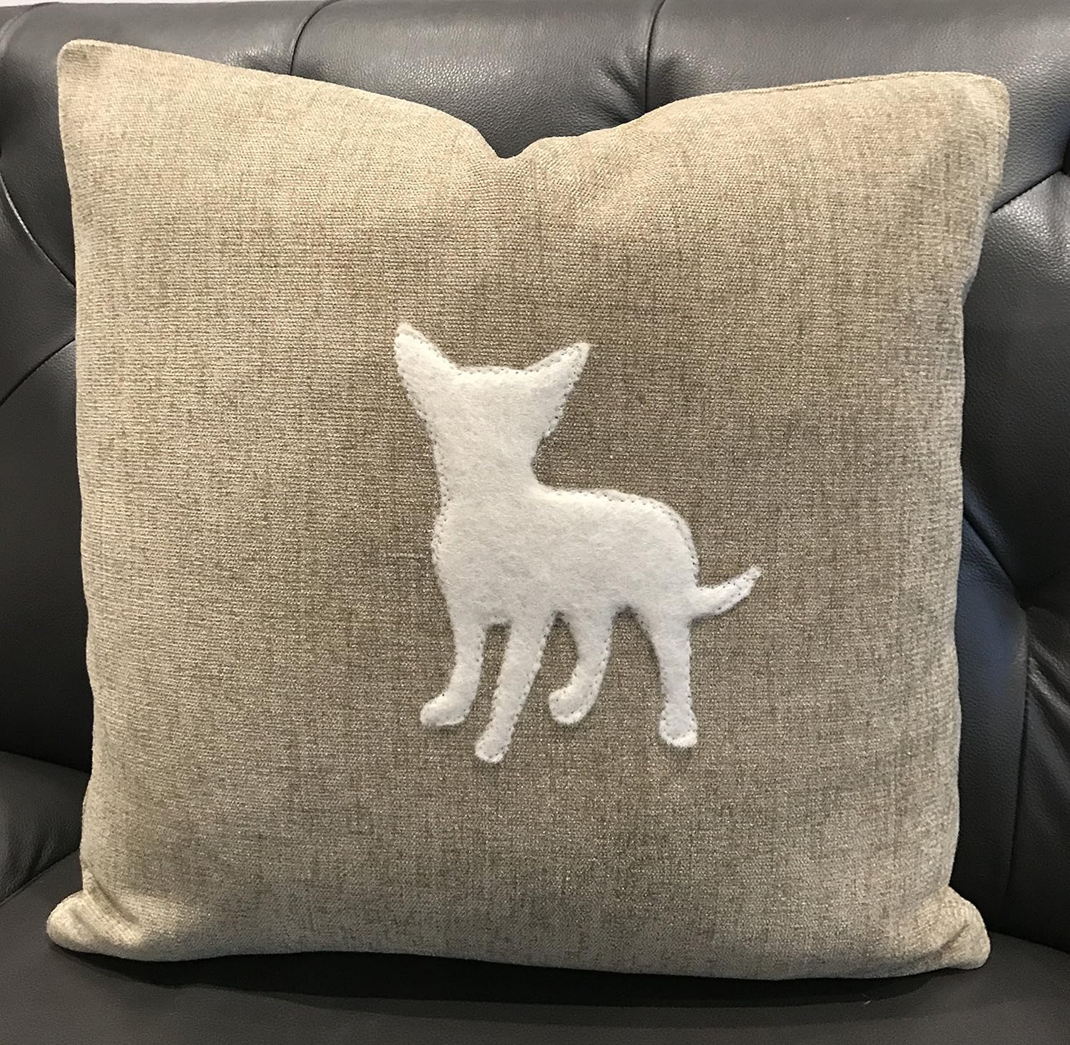 Amazon Com Appliqued Chihuahua Pillow Chenille With Wool Felt