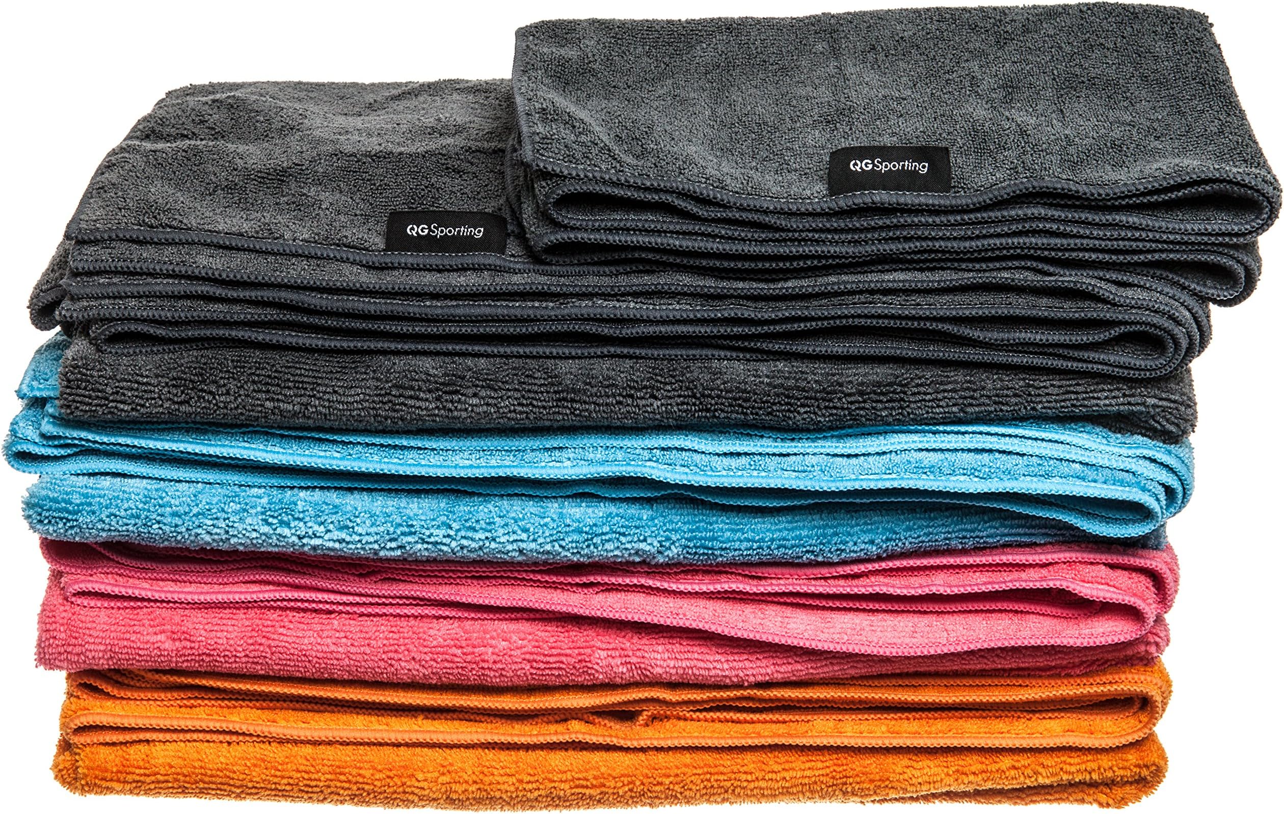 Compact Lightweight Microfiber Travel Towels from QGSporting. Absorbent Quick Drying Large Towel with small Towel/Scarf & Mesh Storage Bag. For the Beach, Yoga, Golf, Gym, Football, Camping & more?