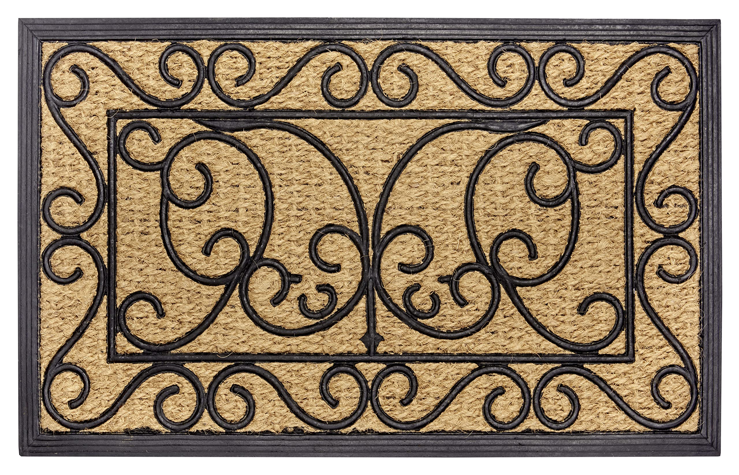 Hanse Home Coconut Doormat, 45 x 75 cm, Rectangular, Rubber Coconut, Geometric, Non-Slip, Water Resistant, Indoor/Outdoor