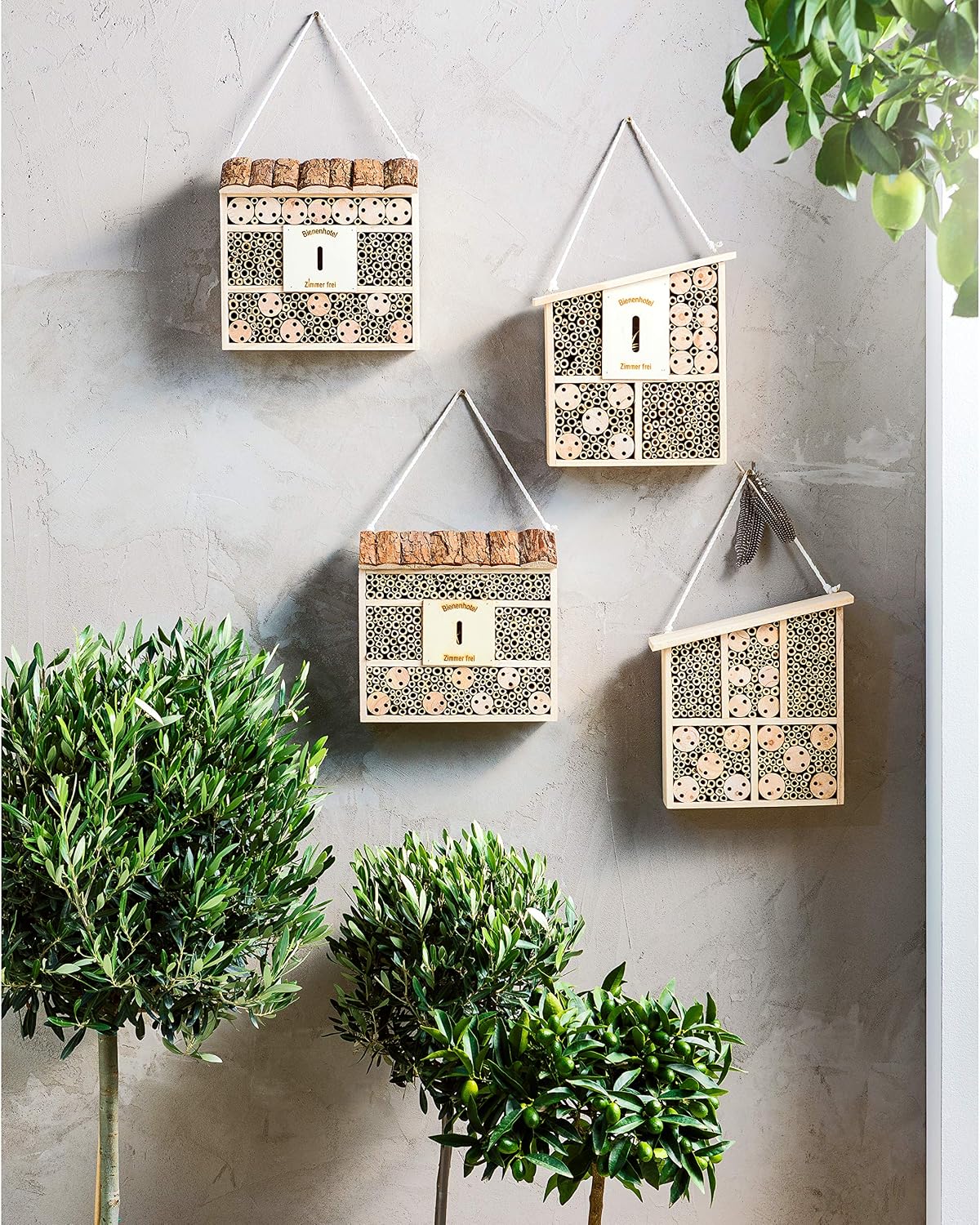 Dehner Natura Insect Hotel Osmia, Approx. 32 x 9 x 30 cm, Pine, Fir Wood, Bamboo/Plywood, Natural, Brown - Image 3