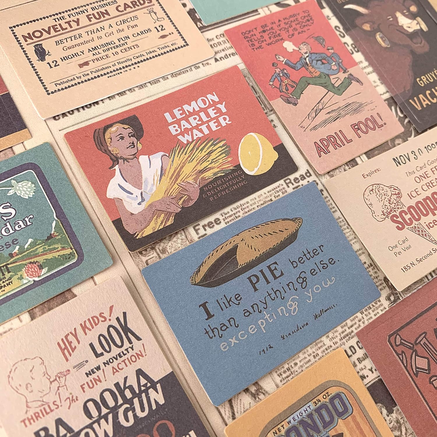 Amazon レトロな絵柄のシール 48枚入 長方形タイプ レトロポスター風 シール ステッカー 文房具 オフィス用品