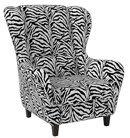 Supellex Ohrensessel/Fernsehsessel Sofia mit Hocker, Dessin: Tierfellimitat, Zebra