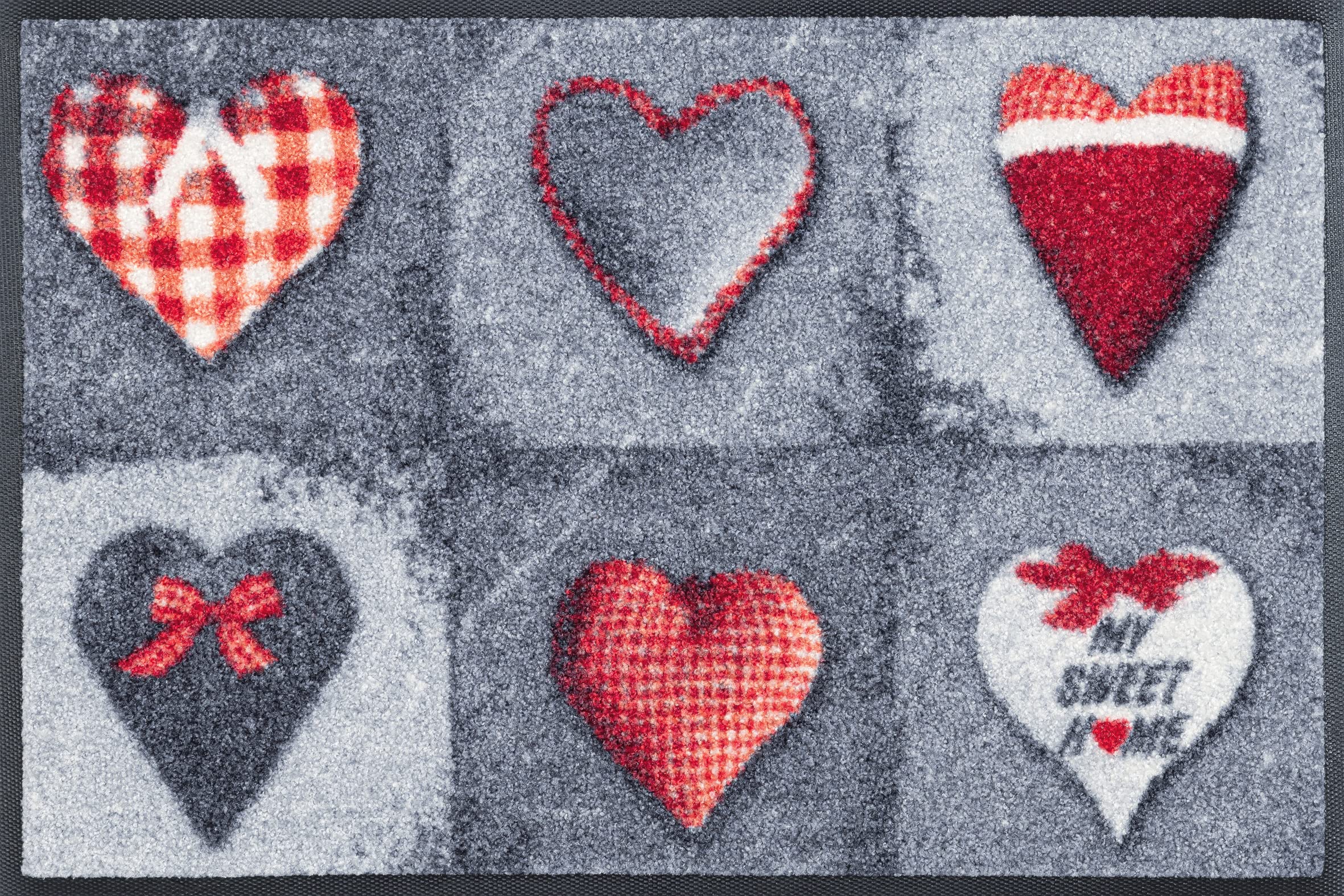 Wash+Dry My Sweet Home Grey Doormat 40 x 60 cm Colourful Washable for Indoor and Outdoor Use