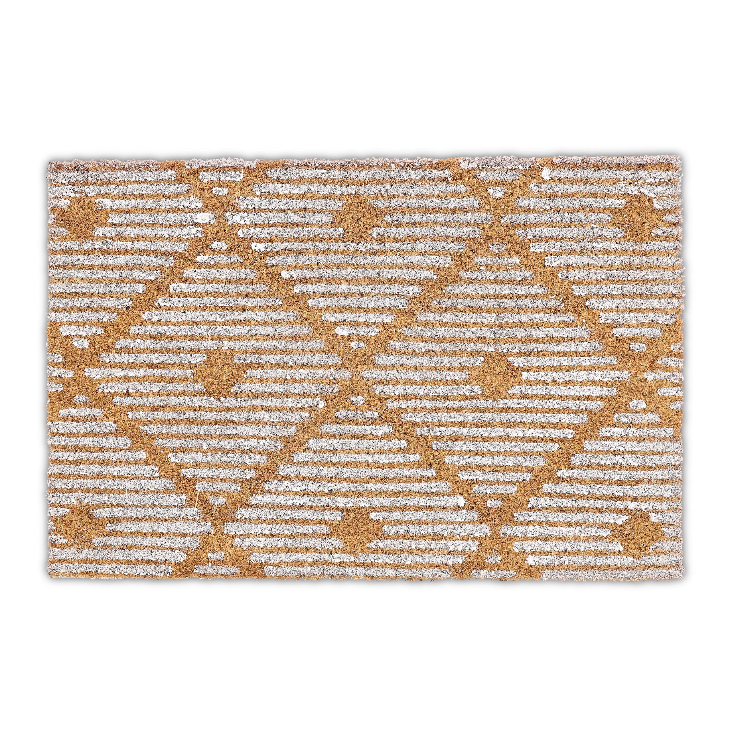 Relaxdays Geometrical Pattern Door mat Doormat Coir Welcome, 40 x 60 cm, Inside & Outside, Non-Slip Wiper, White/Brown