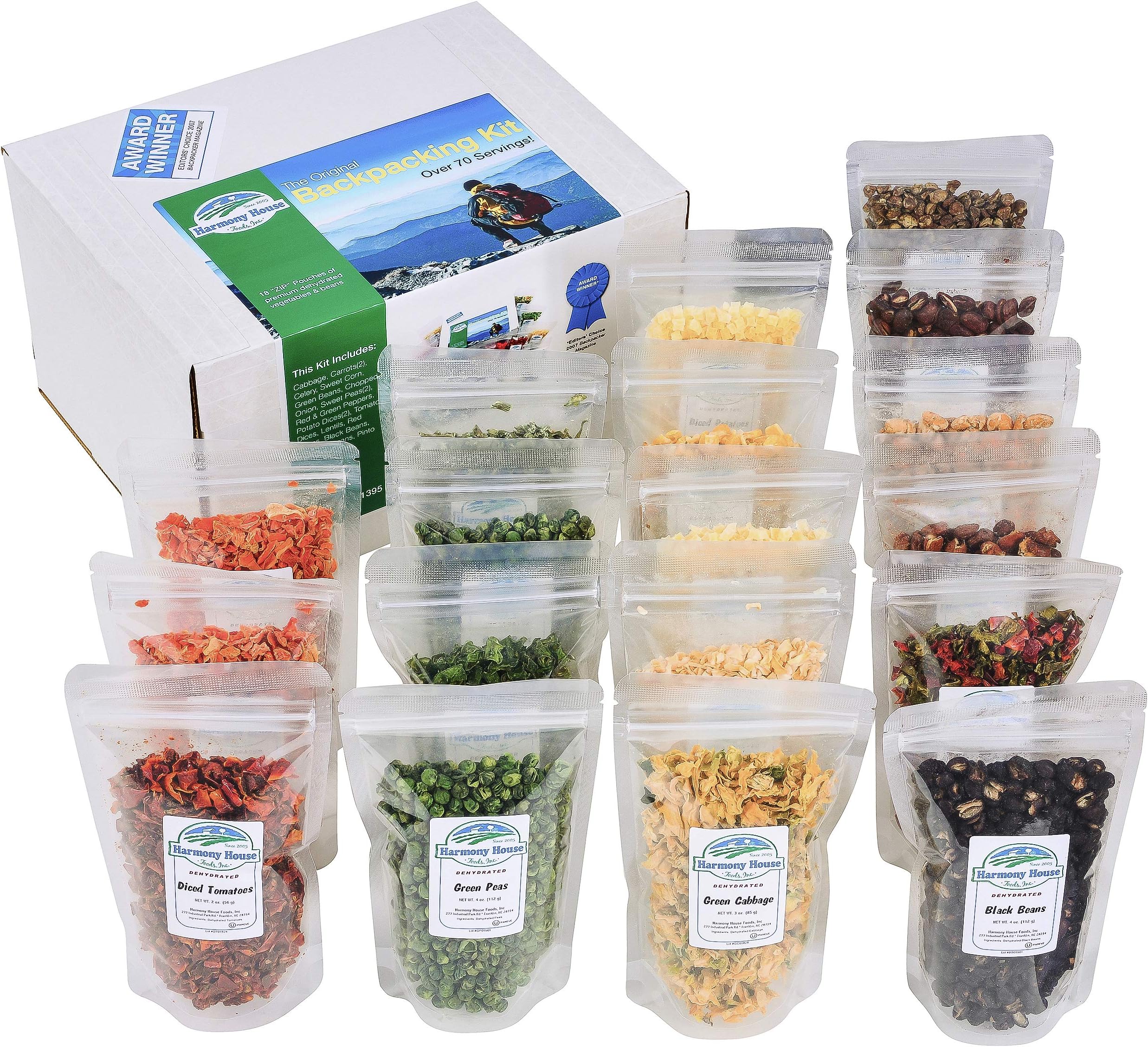Harmony House Foods, The Backpacking Kit, 18 Count, 1 Cup Zip Pouches
