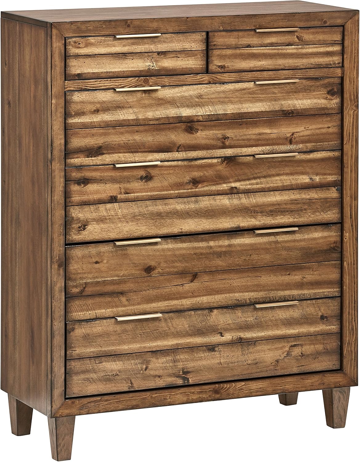 Stone & Beam Bateman Casual Rustic Wood Bedroom Dresser, Brass Hardware, 42 Inch Wide, Brown