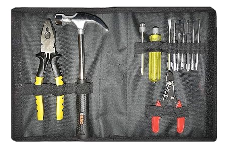 Kag HK102 Home Hand Tool Kit-1/2 Lb Claw Hammer(Steel Shaft Handle), 1Pc 8 Combination Plier(Yellow Black), 1 Pc Screw Driver Set & 1 Pc Wire Cutter/Striper