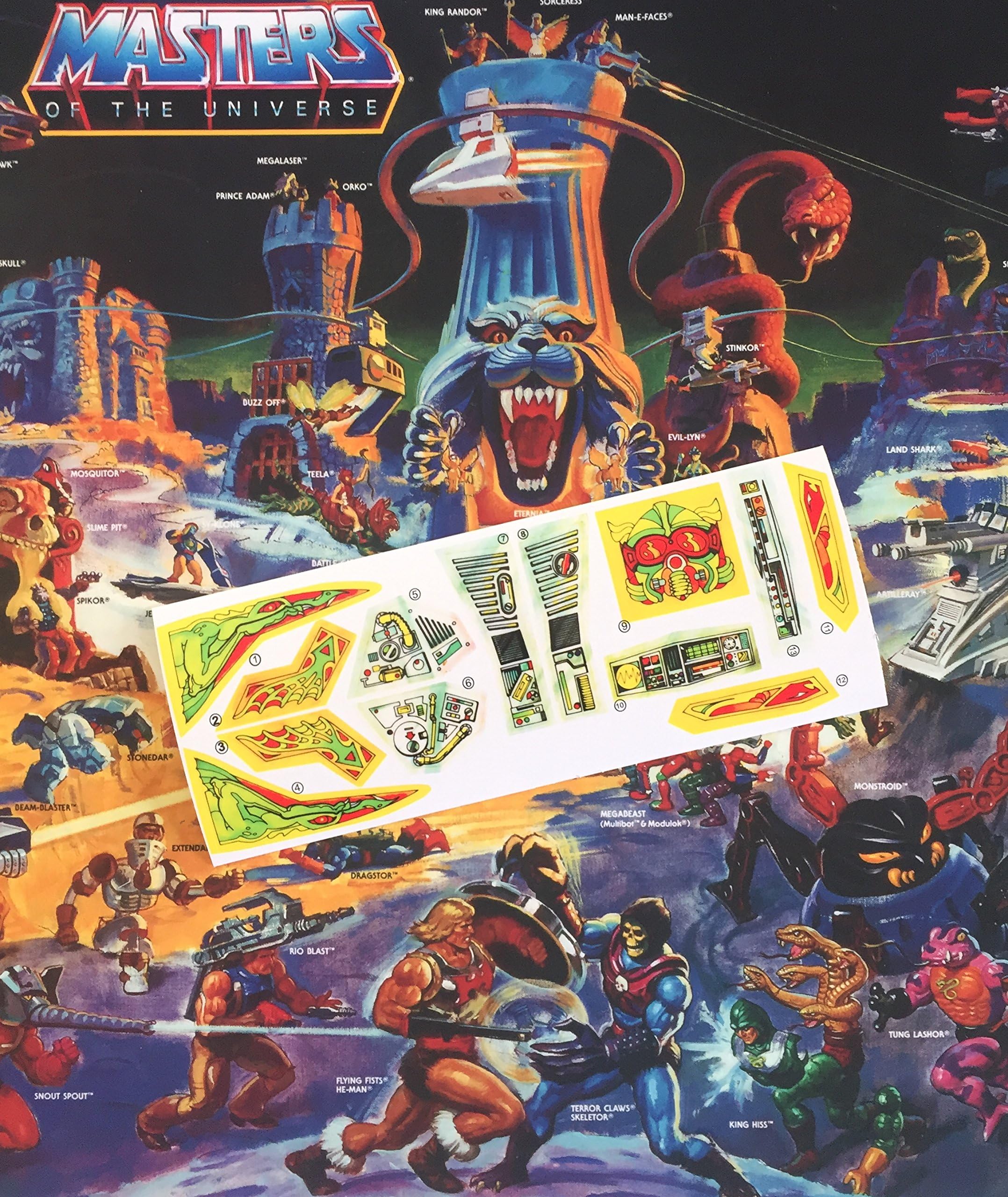 MOTU Masters of the Universe He-Man repro stickers/decals/labels for Battle Ram