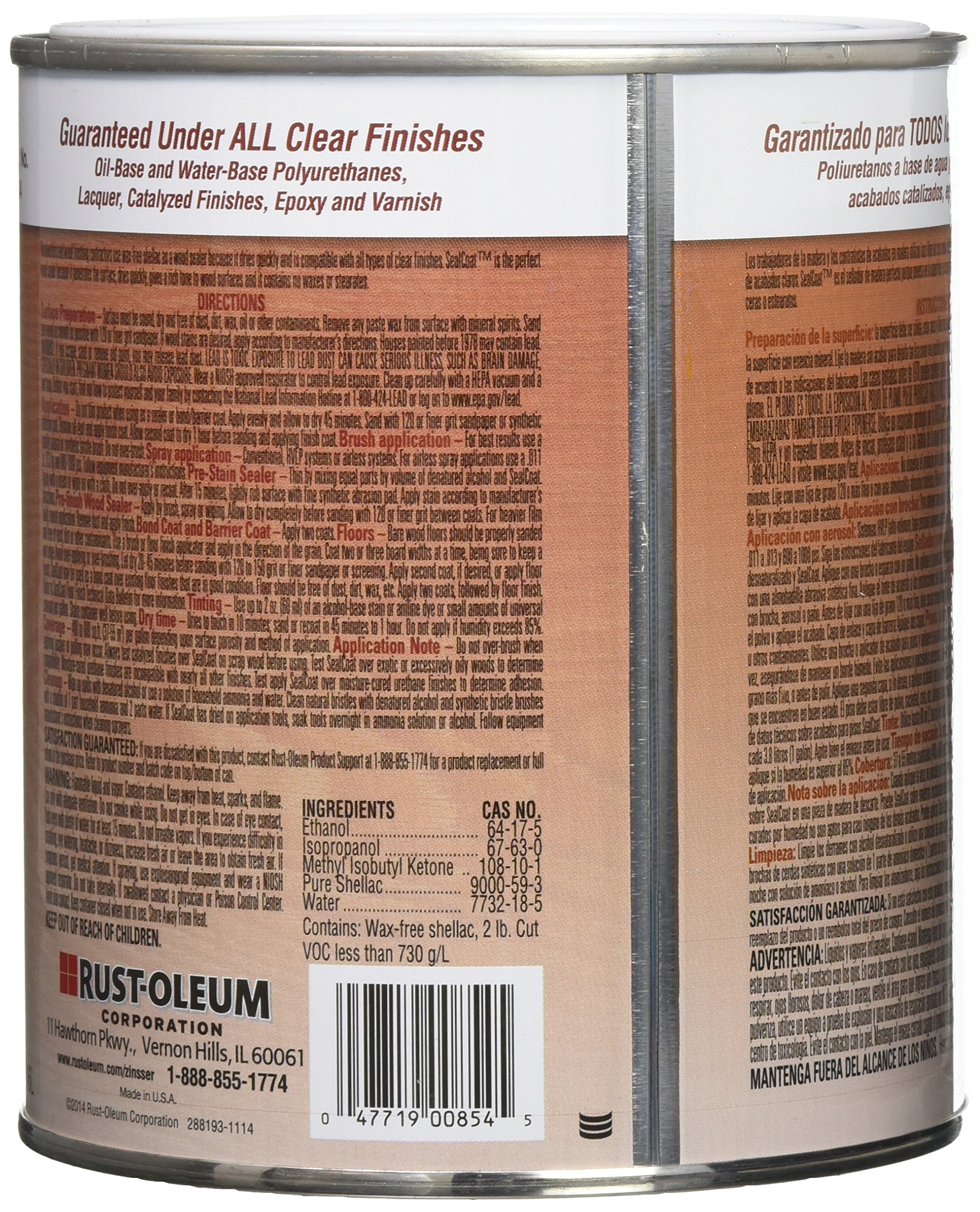 RustOleum Zinsser 854 1Quart Bulls Eye Sealcoat Universal Sanding