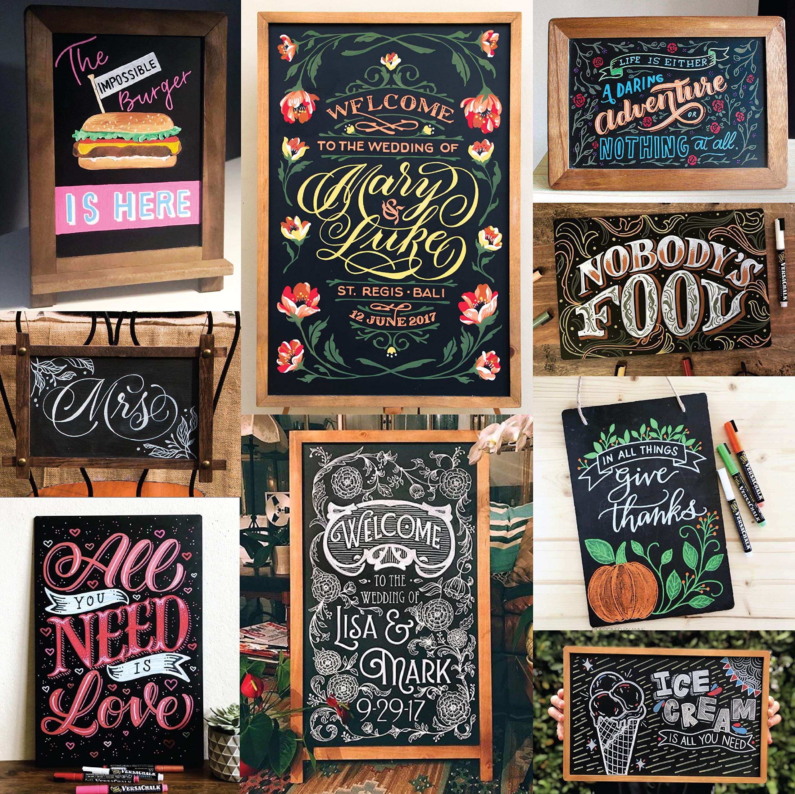 Small Rustic Table Top Chalkboard Easel Sign with Stand by VersaChalk