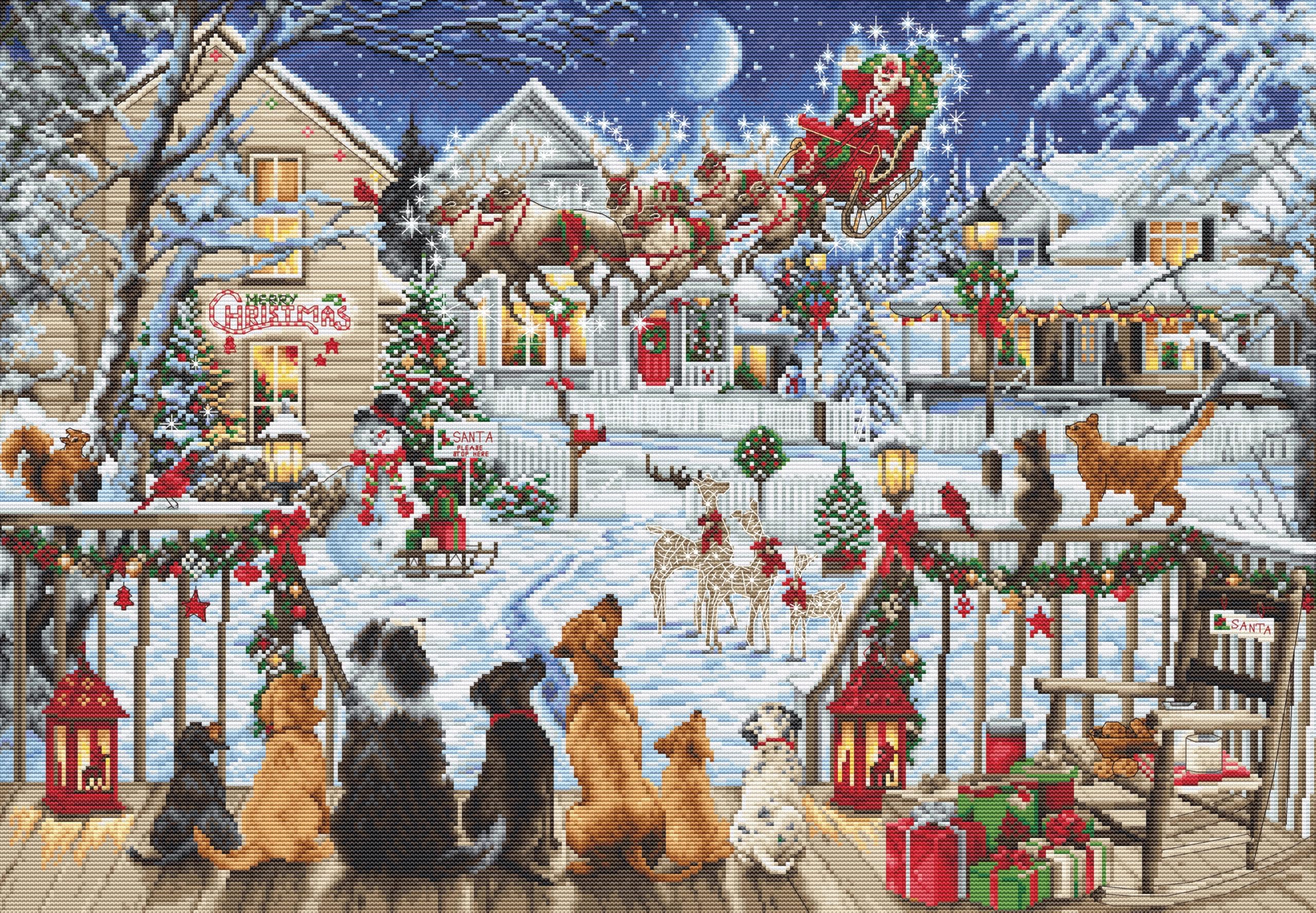 Luca-S Cross Stitch Kit Gold - Pets On The Porch, B2423, Counted Cross Stitch Kit for Adults, Needlecraft and Embroidery Kit