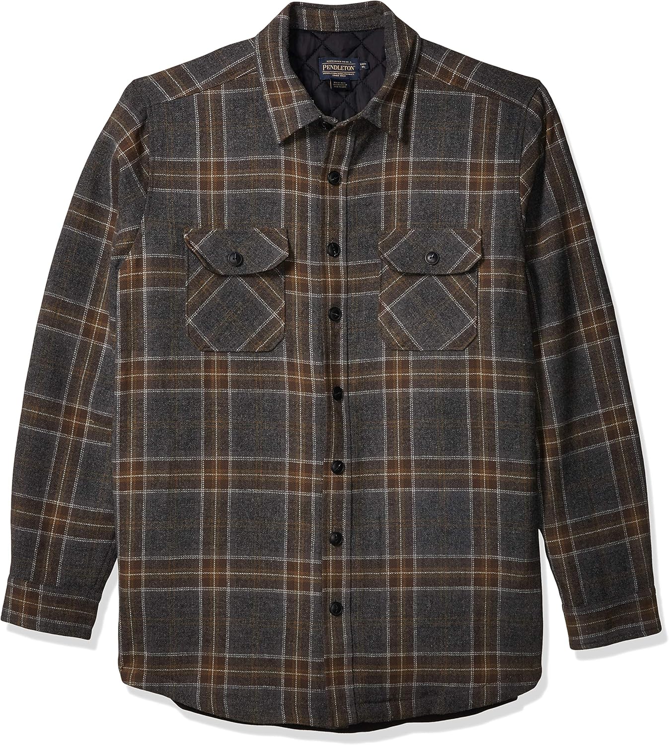 Pendleton Men's Quilted CPO in Wool Tall Shirt Jacket Button, Oxford