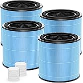 Elnuliros AP0601 Replacement Filter Compatible with AIRTOK AP0601 Air Puri-Fier, 4-in-1 H13 True HEPA Filter and Activated Carbon Filter for Dust Smoke Pet Dander Odors for Home Bedroom, 4 Pack