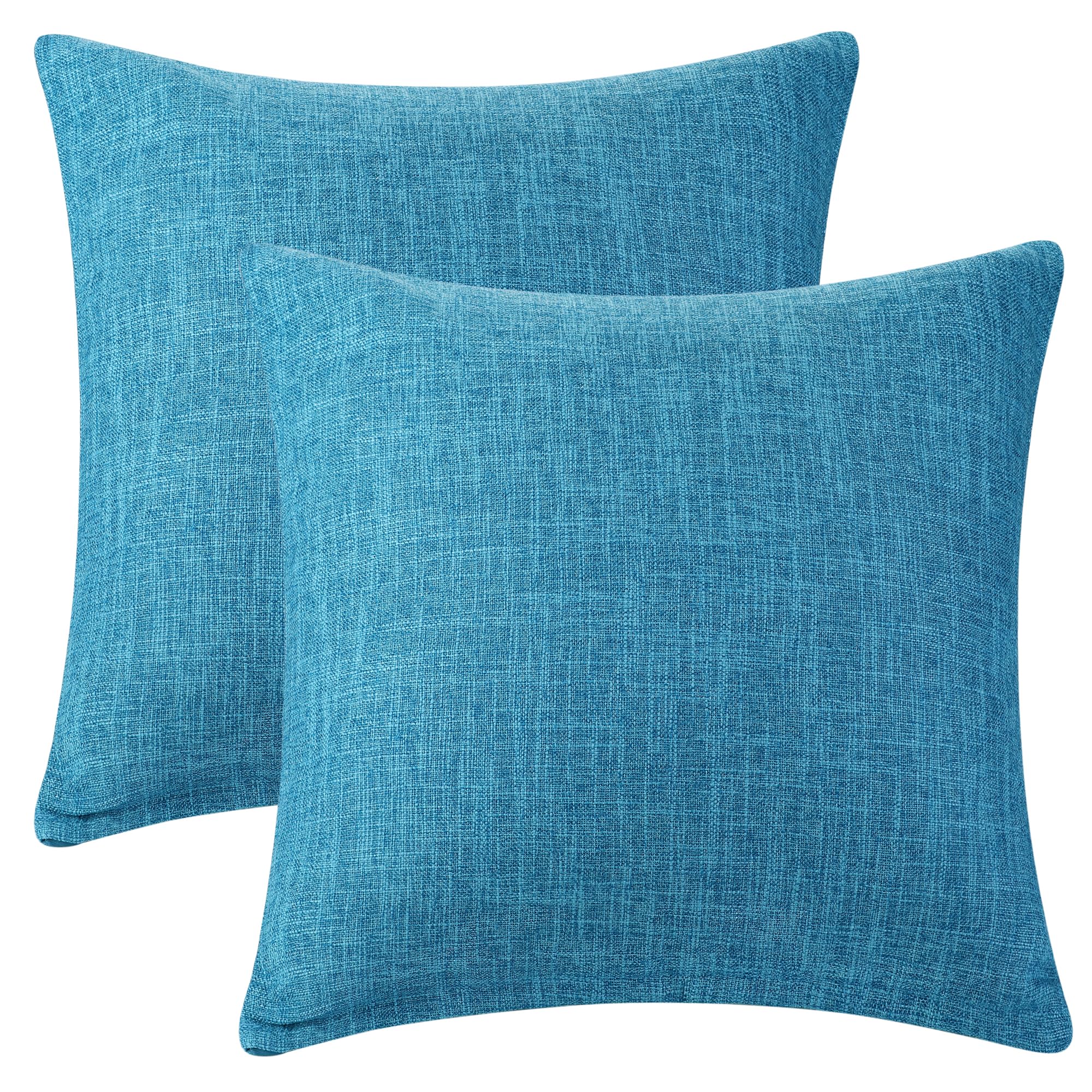 Uxcell Pack of 2 Burlap Linen Throw Pillow Covers Square Rustic Decorative Cushion Cover Farmhouse Solid Pillowcases for Couch Sofa Living Room Home Decor Blue 50 x 50 cm