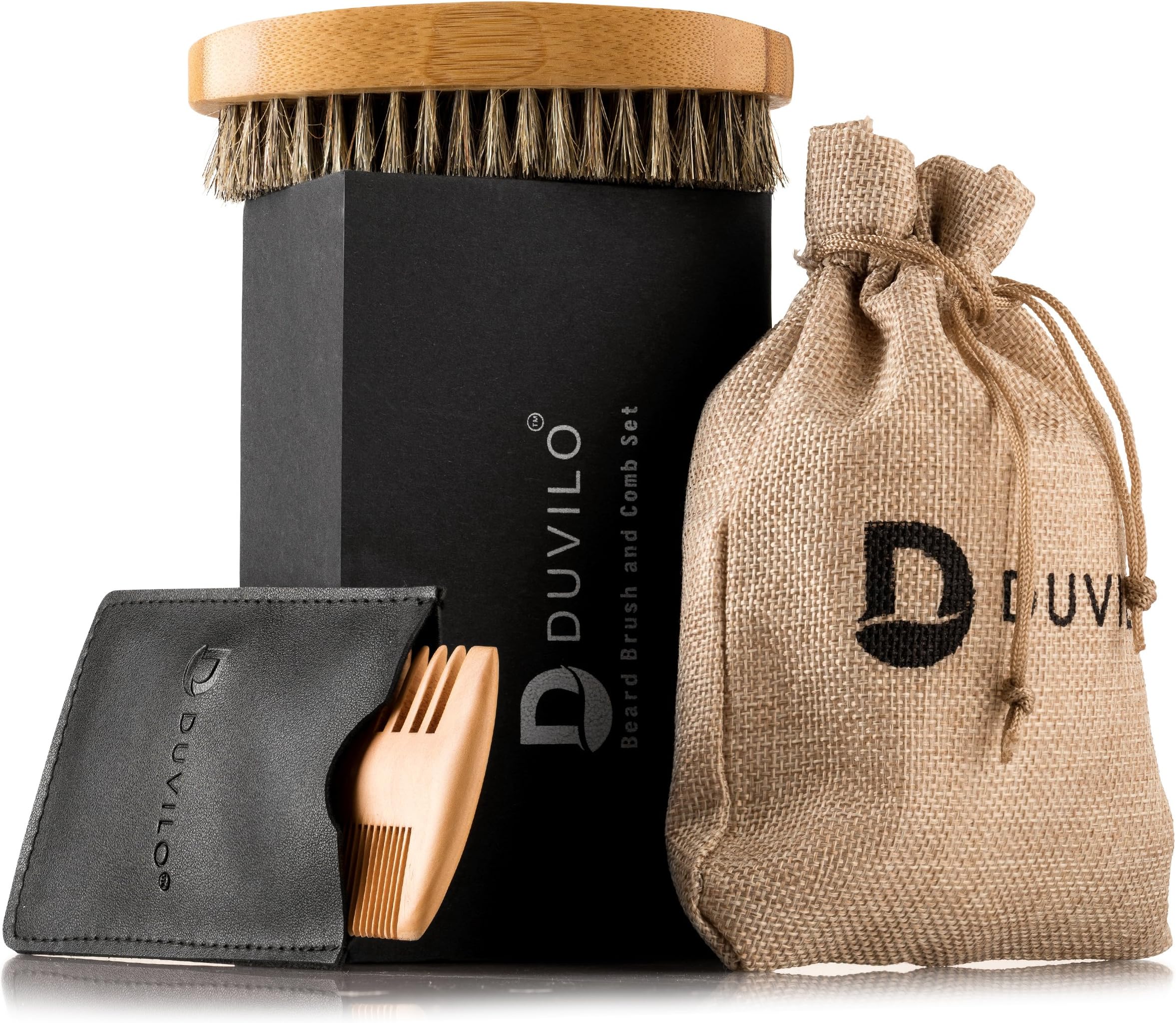 Beard Brush And Comb, Men’s Grooming Set For Beard or Moustache, Natural Boar Hair Bristle Brush, Thick and Thin Toothed Wooden Beard Comb, Pocket Sized And Ideal For Travel. 100% Natural