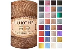 LUKCHE Polyester Macrame Cord 2mm x 251 Yards, 100% Polypropylene Premium Macrame Rope, Colorful Yarn Crochet Macrame Bag Craft for Wall Hangers, Bags, Bottom Plates, Carpets (Cooper) 1, 2MM-MCRM
