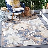 SAFAVIEH Washable Rug Outdoor Sarasota Collection - 4'5" x 6'5", Navy & Brown, Non-Shedding & Easy to Clean, Ideal for Patio,