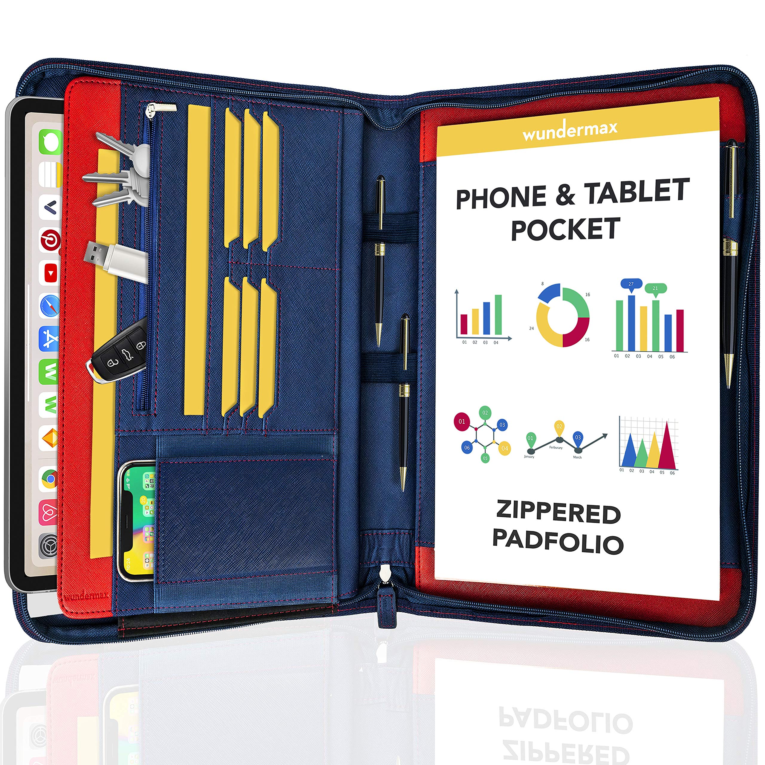 Wundermax Padfolio Portfolio Vegan Leather Binder Business Folder