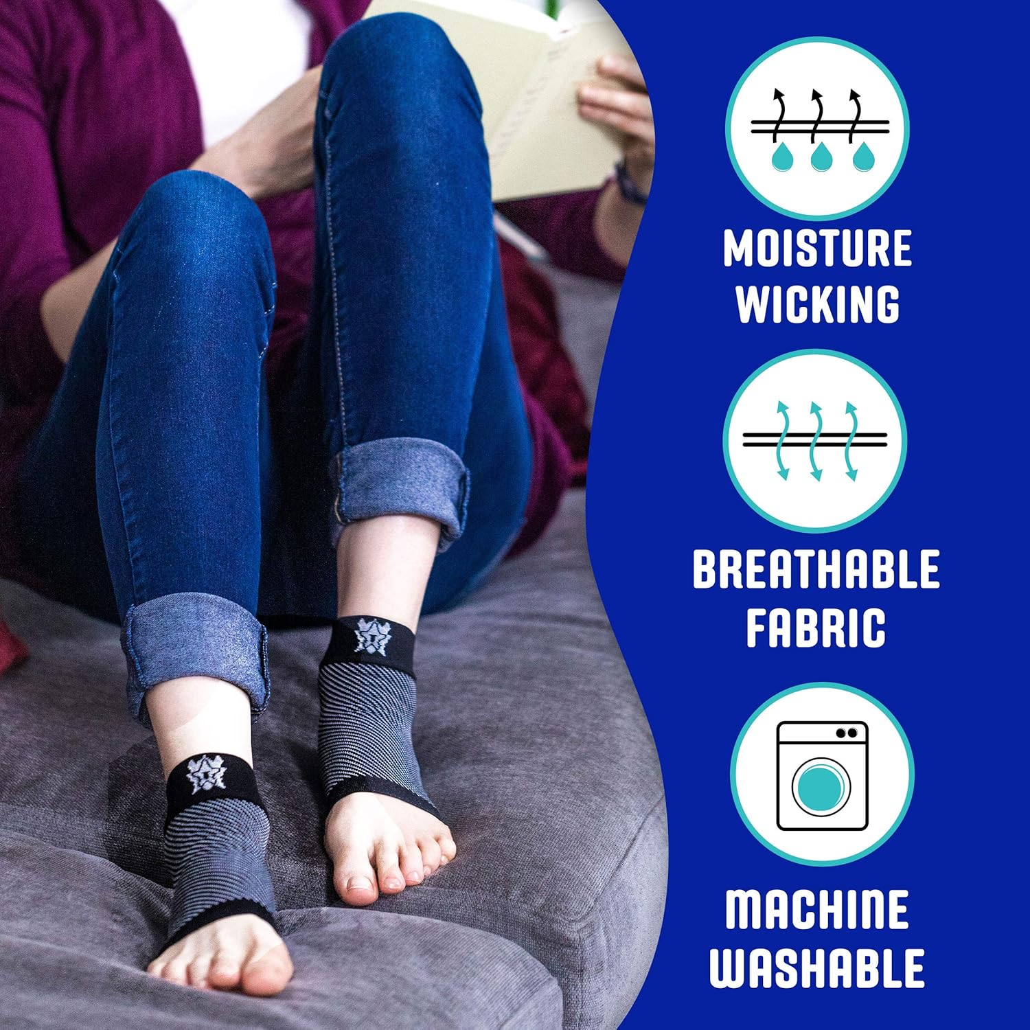 Plantar Fasciitis Socks, Compression Foot Sleeves with Arch Support for Men and Women, Black, Large: Health & Personal Care