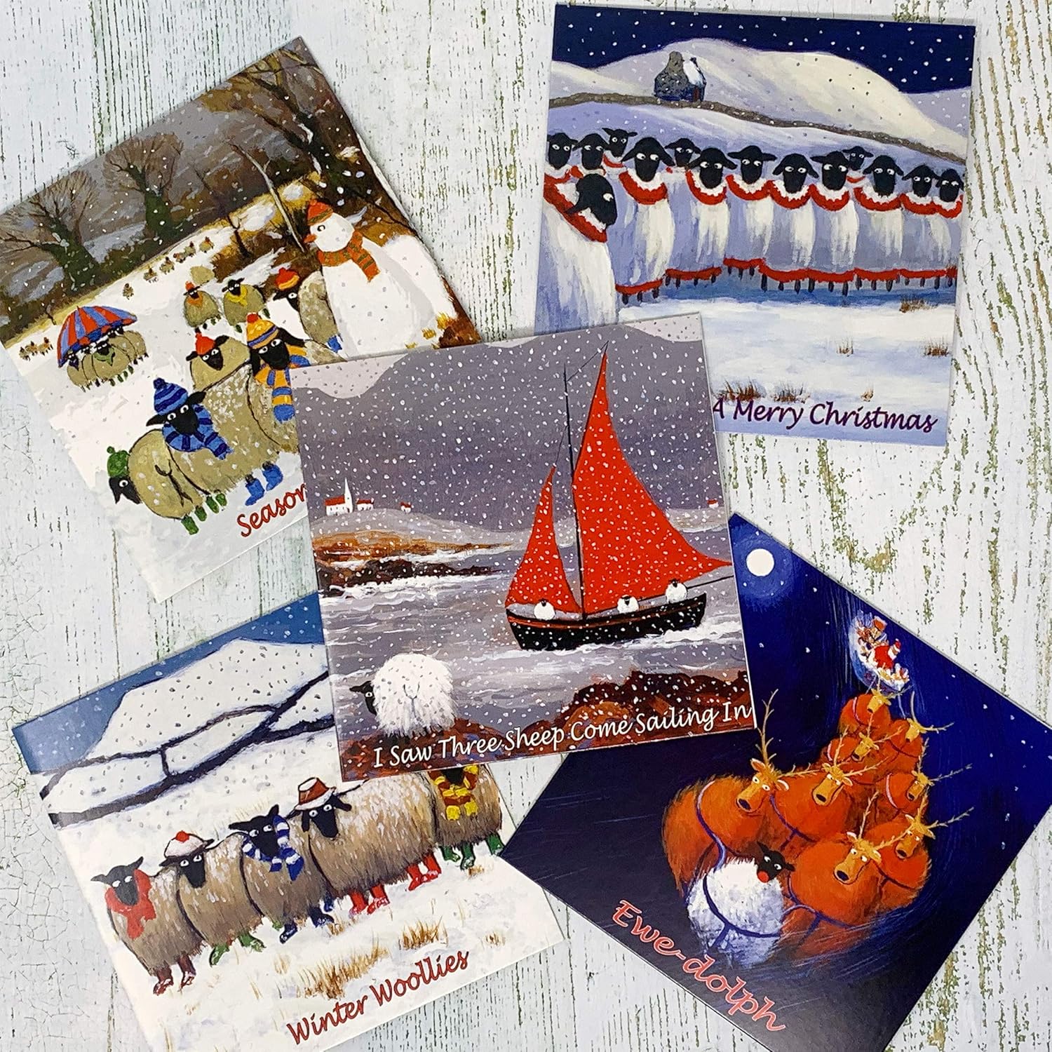 Christmas Card Pack by Irish Artist Thomas Joseph - Greeting Notelets - Set 1, blue|brown, 120mm x 120mm - Image 4