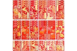 PiinRoon Chinese Red Envelopes, 48 Pcs Chinese New Year Red Envelopes, 2 Sizes Spring Festival Red Pocket Envelope Lucky Mone