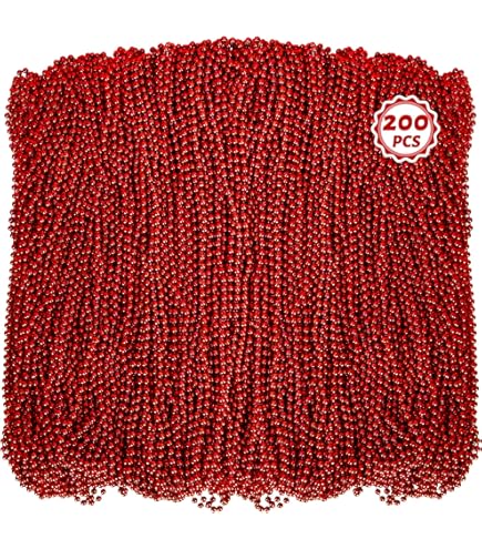 12PCS Bead Necklace, Red Christmas Beads Costumes Bhutan