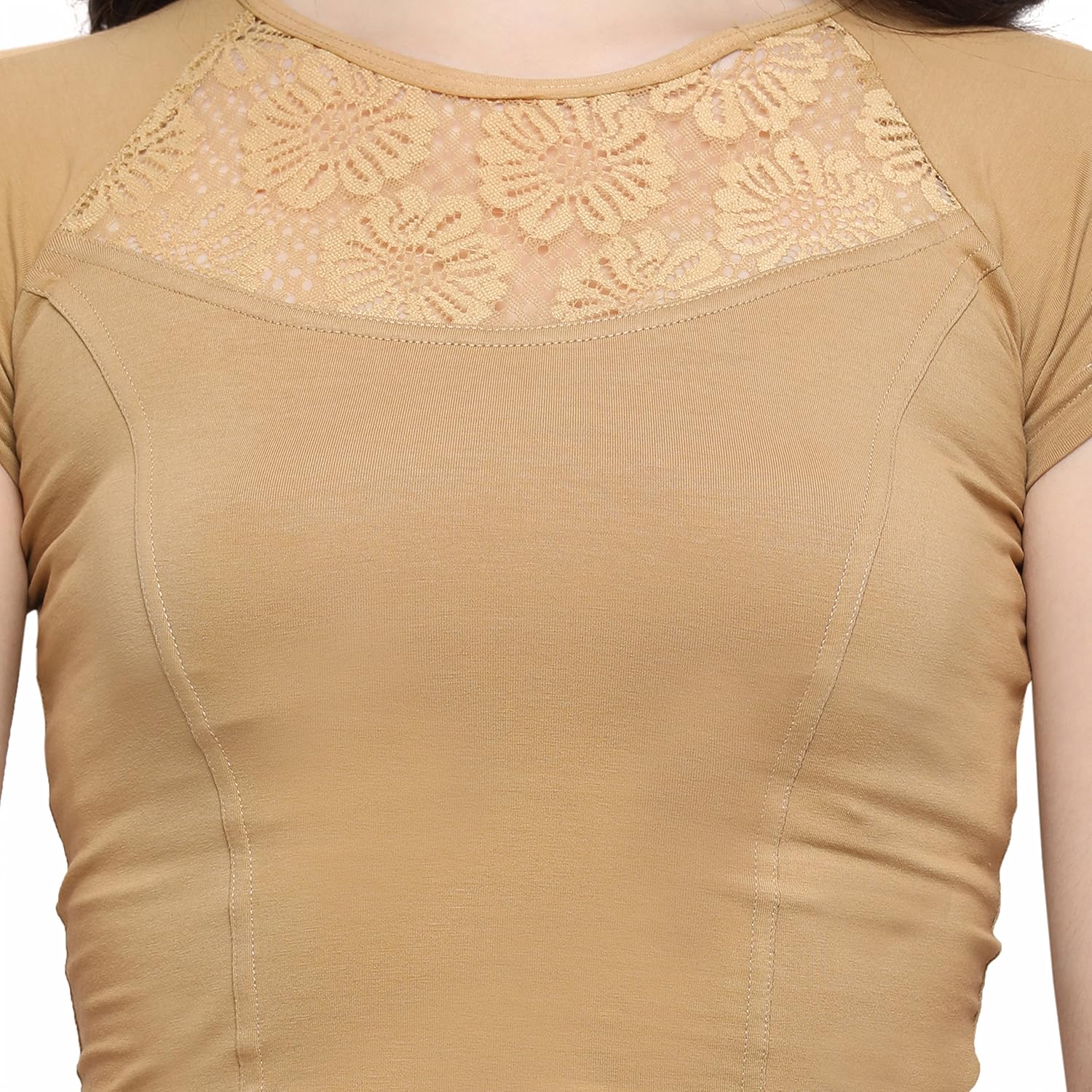 janasya women's cotton lycra stretchable readymade blouse (bl018-63beige)