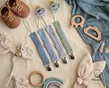 MoodyBaby Soft Organic Muslin Cotton Dummy Clips 4 Pack Blue Green view 7