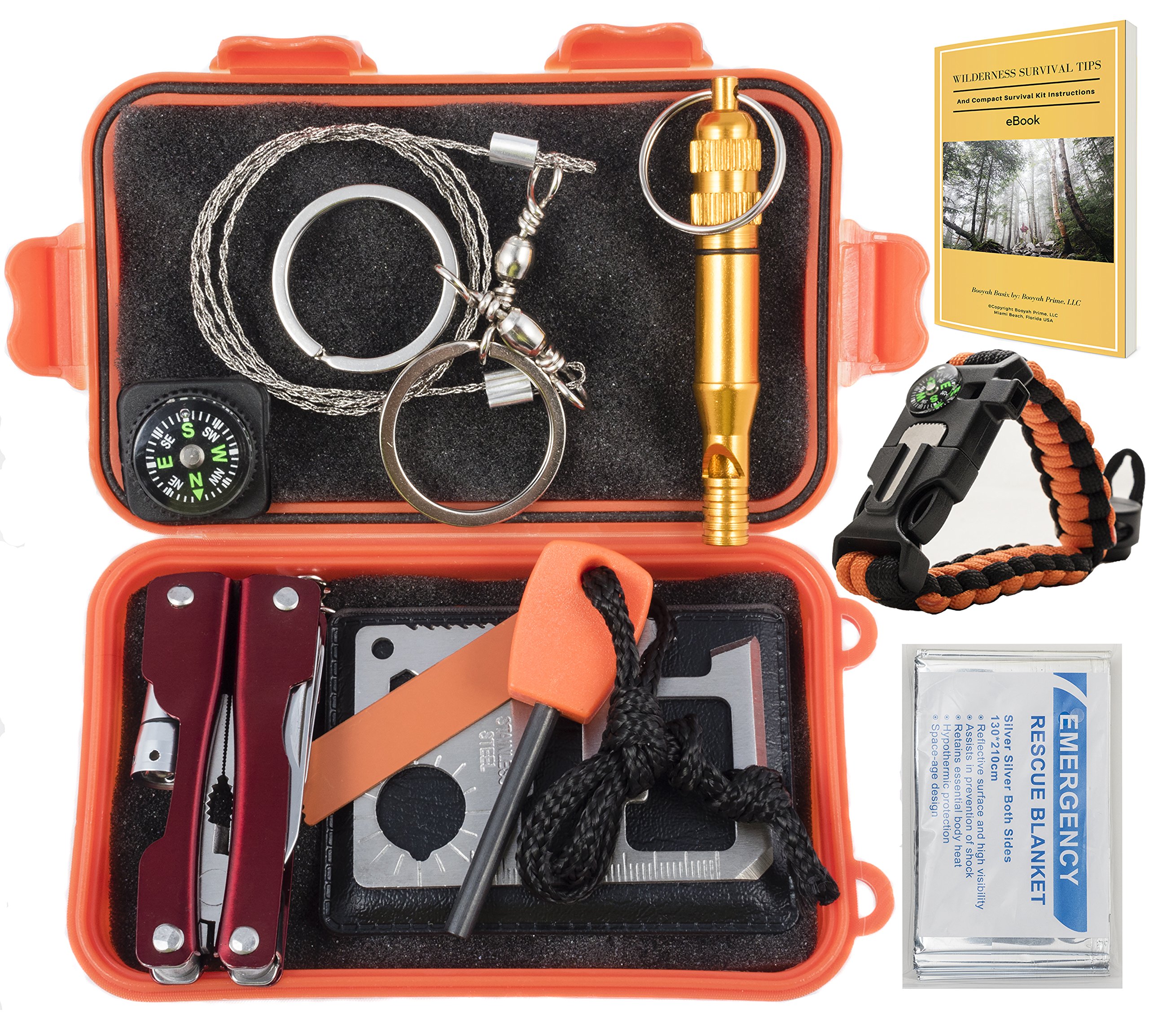 11 Items Compact Emergency Survival Kit. Multi-Purpose Outdoor Everyday