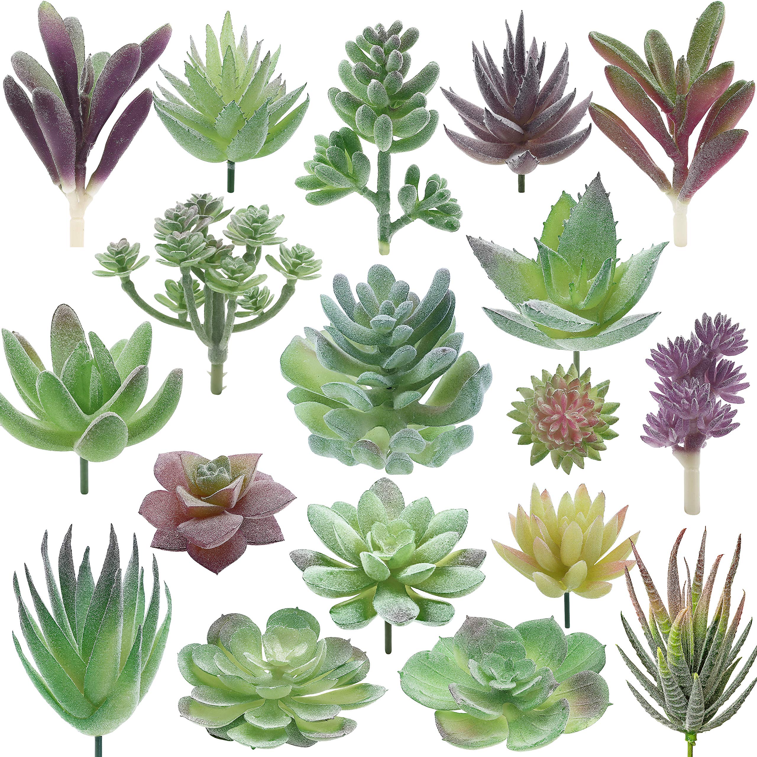 Miltonson Artificial Succulent Plants - Double Flocked Realistic Textured Cactus - Mini Feaux Succulents - 18 Pieces