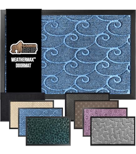 Gorilla Grip Ultra absorberende vochtbescherming deurmat, absorbeert tot 1,7 kopjes water, vlek- en vervagingsbestendig, spiked rubberen achterkant, alle weersomstandigheden matten vangen vuil op