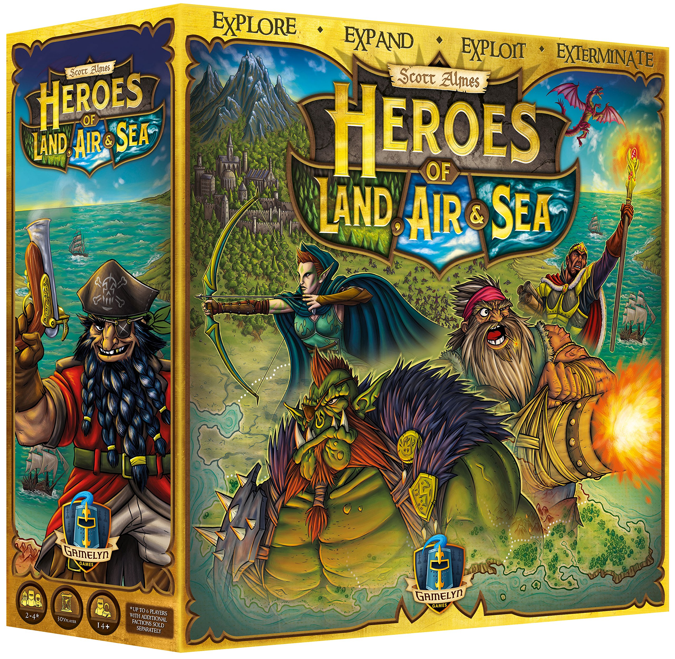 Gamelyn Games | Heroes of Land, Air & Sea | Board Game | Ages 14+ | 1-4 Players | 90 Minutes Playing Time