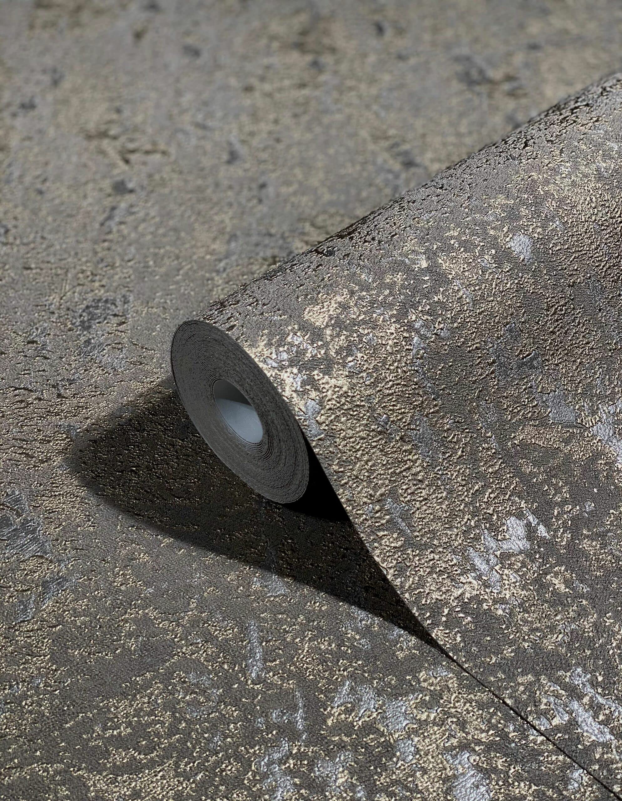 marburg Brown Concrete Look Gold Non-Woven Wallpaper Metallic Industrial Gold Concrete Wallpaper Glossy Plaster Look Made in Germany 10.05m x 0.53m Avalon โ image 1